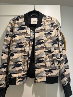 O.N.S Camo Bomber Jacket in Beige & Black